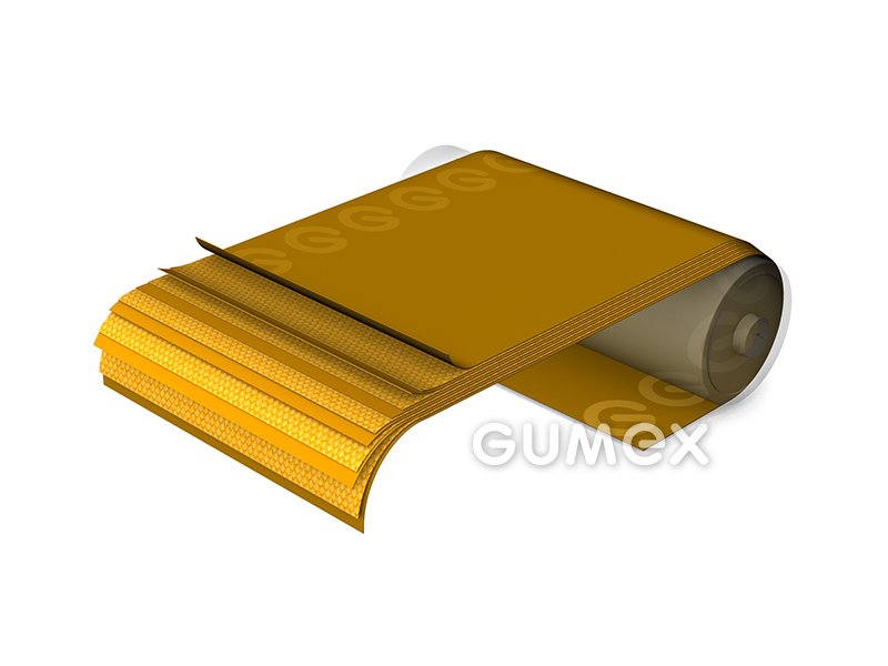PVC Aufzugsförderband 5T 40 V3-V3, 5-lagig, 7mm, Breite 130mm, FDA, antistatisch, -10°C/+60°C, gelb, 